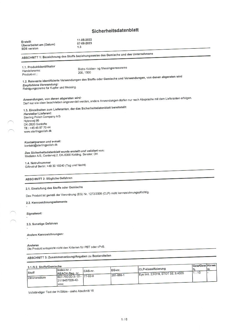 Kupferpflegecreme Bistro